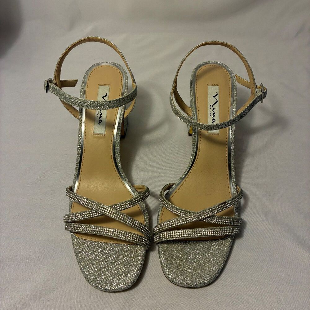 Nina Womens Quella Bolck Heels Silver size 10